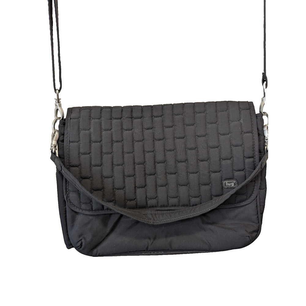 Lug Black Quilted Messenger Crossbody Travel Bag Baby‎ Diaper Bag